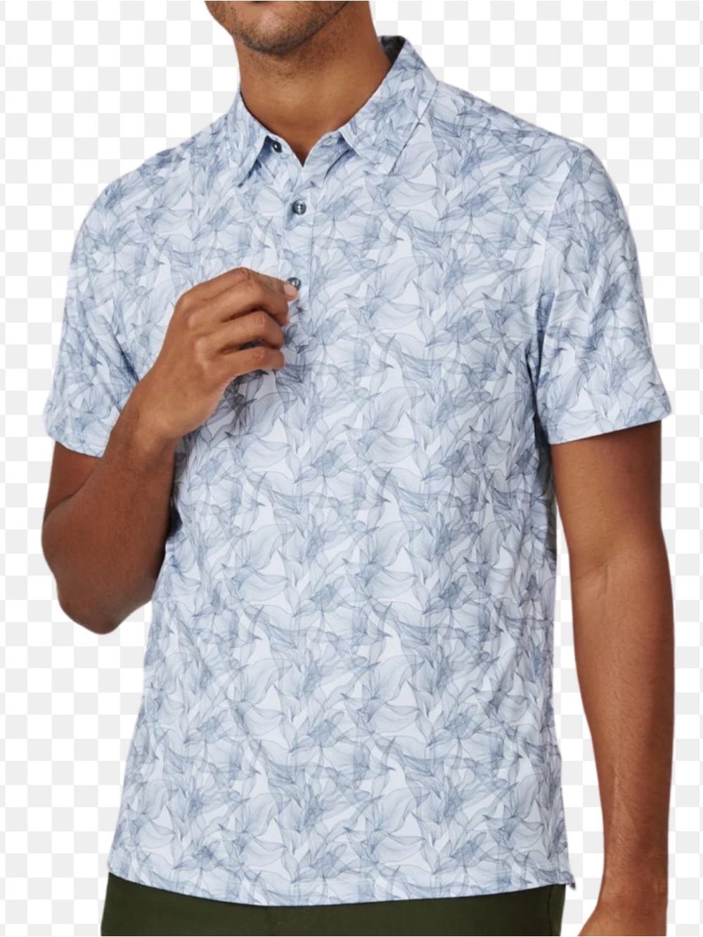 7 Diamonds Men's Short Sleeve Shirt in Light Gray Leaf Pattern